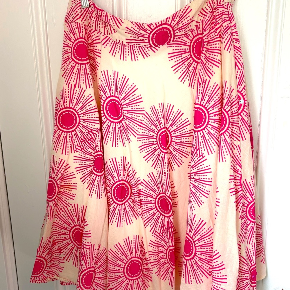 WD.NY Pink and White Floral Lined Cotton Gauze Circle Skirt NWOT - Picture 3 of 4